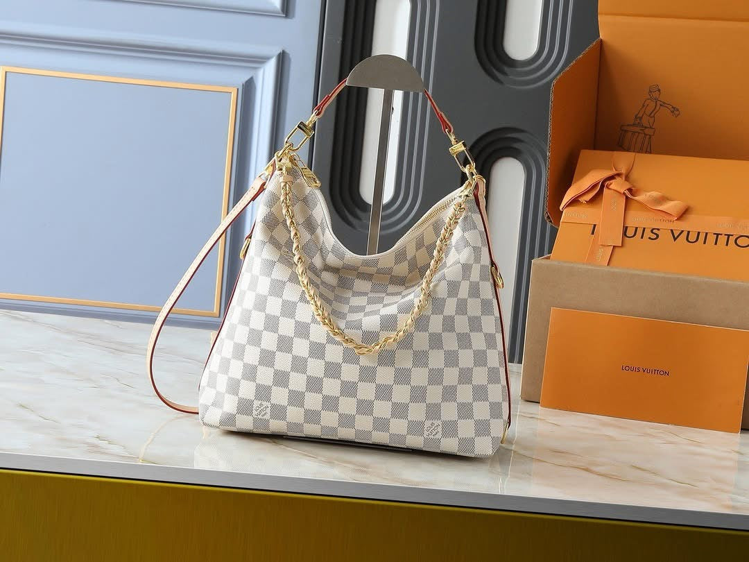 Vee White check delightful with chain