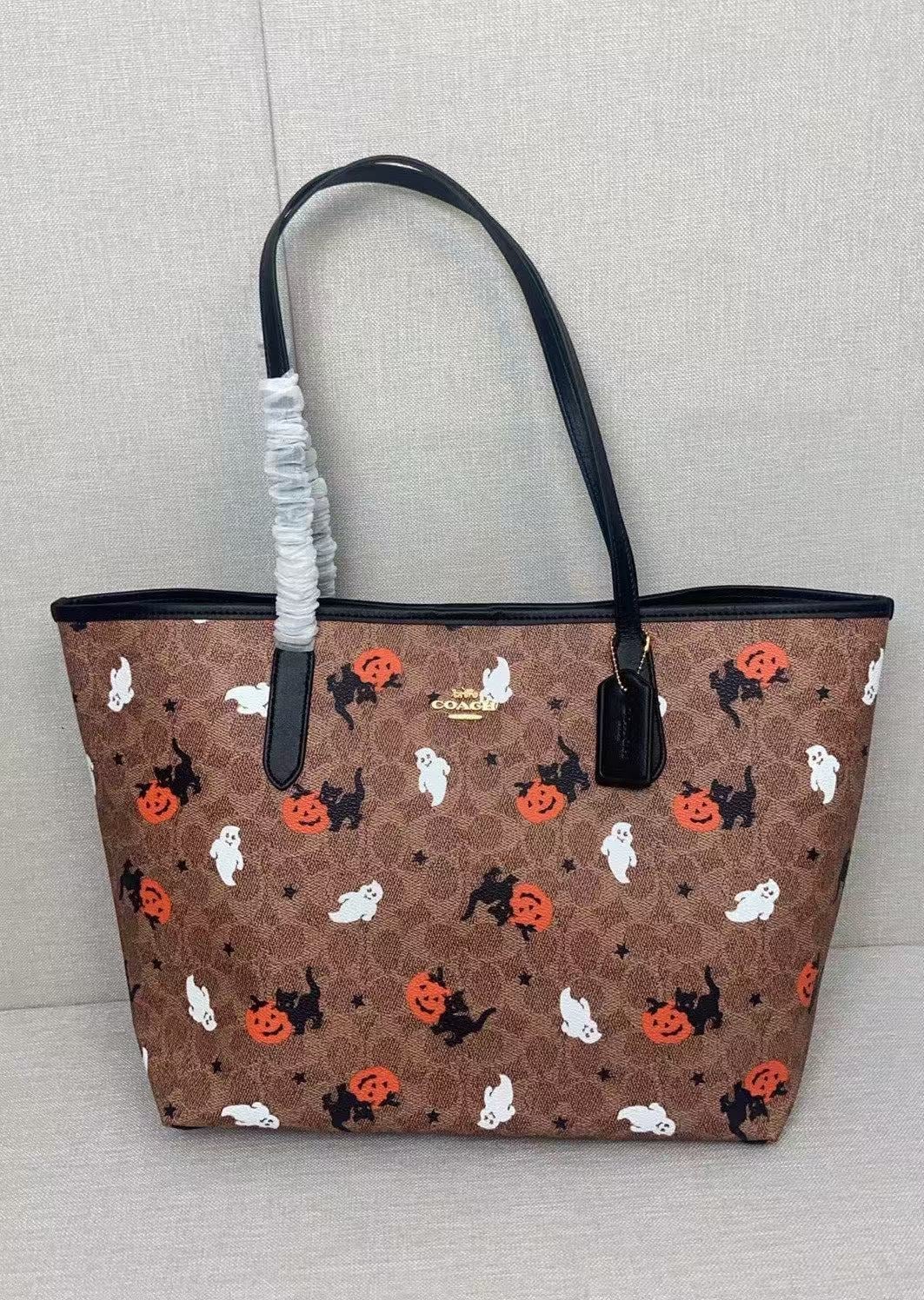 Co pumpkin ghost cat tote