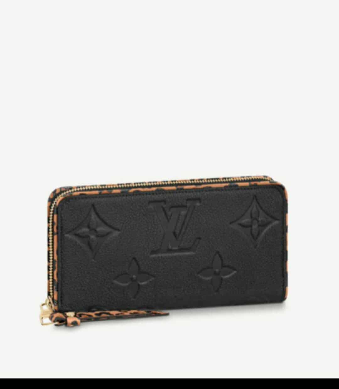 Vee embossed wallet with leopard