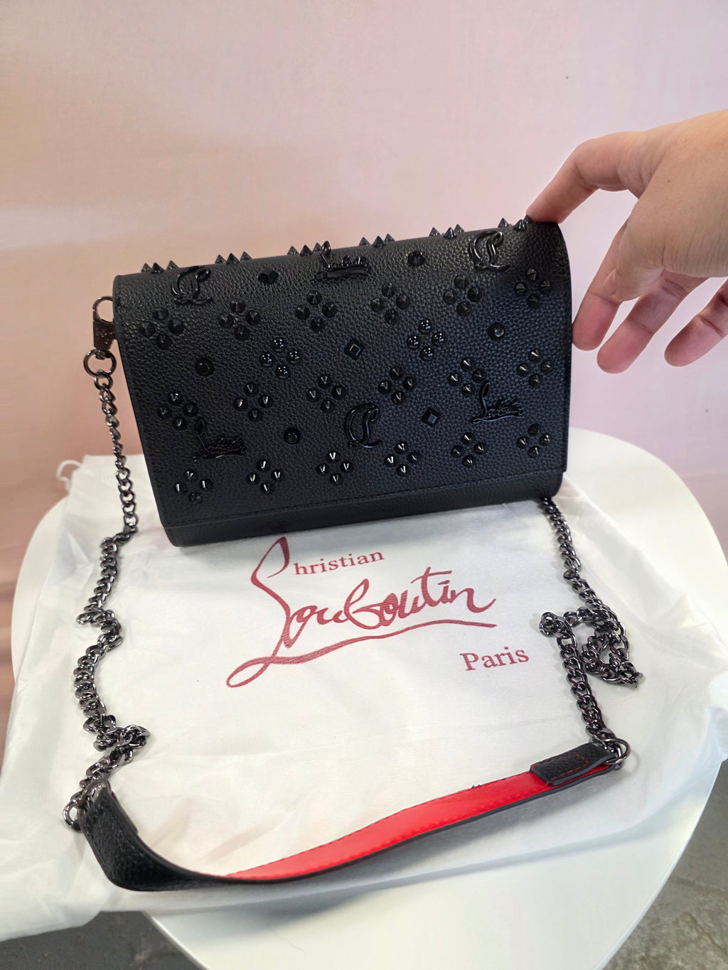 Paloma Black & Red Spike Clutch